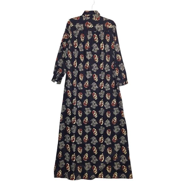 Beene Bazaar Vintage 70's Geoffrey Beene Maxi Pullover Shirt Dress Dark Floral - Picture 3 of 13